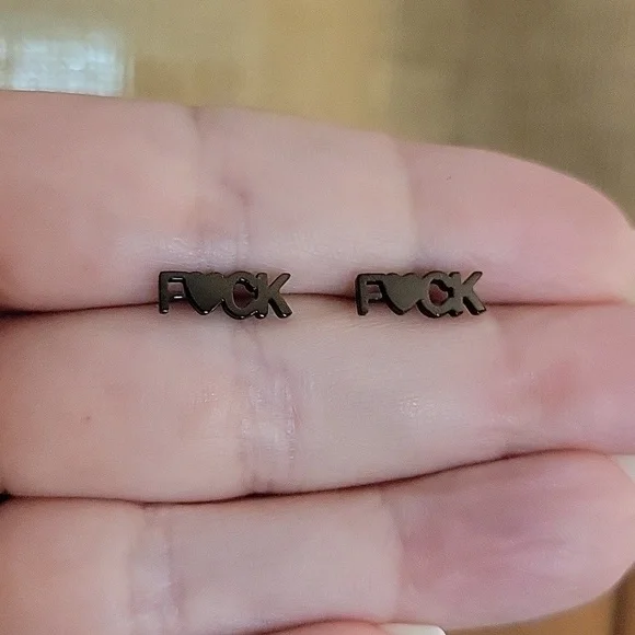 F BOMB Profanity Stud Earrings, choice of color - Picture 5 of 9